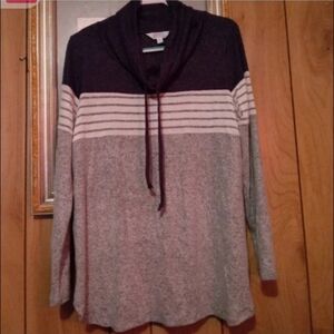 Market & Spruce Navy and Gray Soft Warm Cowl Neck Sweater